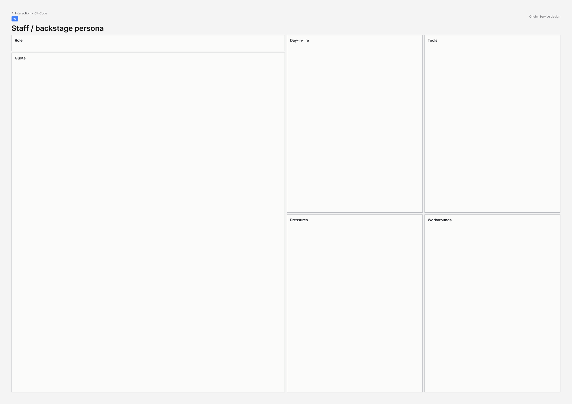 A3 template for Staff / backstage persona.