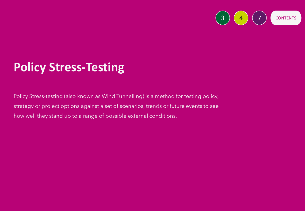 Published toolkit page for Policy stress-testing.